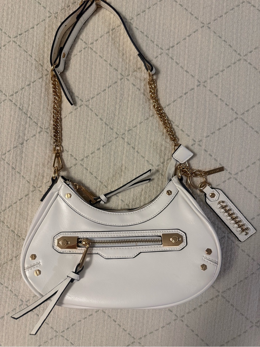 Aldo White Shoulder Bag with Gold Hardware